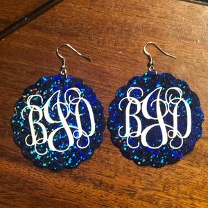 Monogramed earrings faux leather your choice